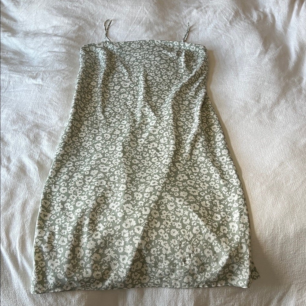 a new day Floral Dress in Green and White